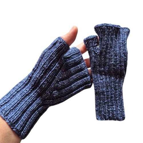 NavyKnitt - Fingerless Knitted Gloves