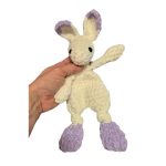 Juci a Nyuszi - Plüss horgolt kicsi nyuszi alvótárs - fehér-lila
