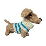 Dachshund Coffee - Crochet toy - white-blue