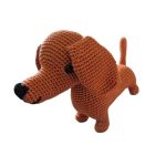 Dachshund- Crochet toy - red-white