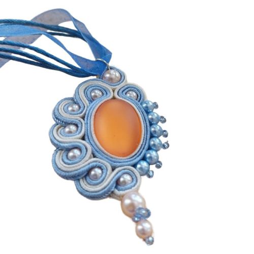 Soutache Light Blue Necklace - Flamingo (pattern by Peng Edit)