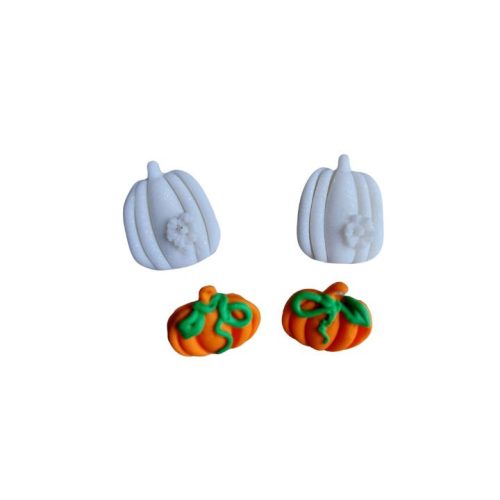 Pumpkins Earrings - 2 pairs - with flower